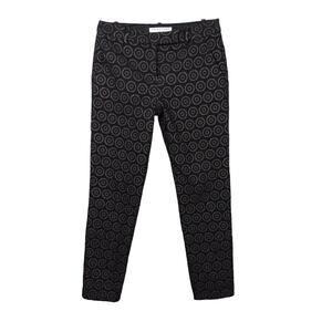 Trina Turk Dress Pants Size 2 Black and Gold Floral Pattern